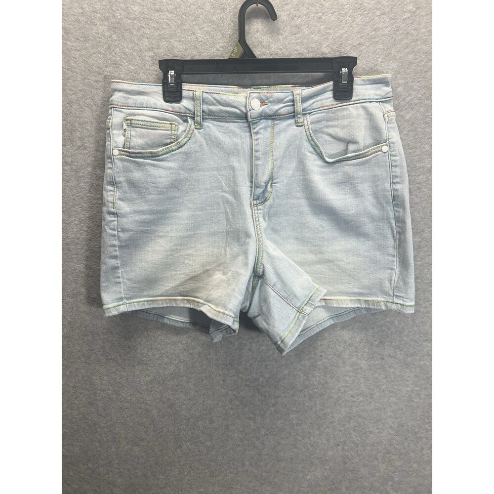 Judy Blue Rainbow Thread Light Wash Mid Rise Denim Jean Shorts Size 1XL